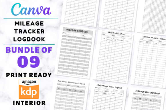 Bundle of 9 Mileage Tracker Logbook