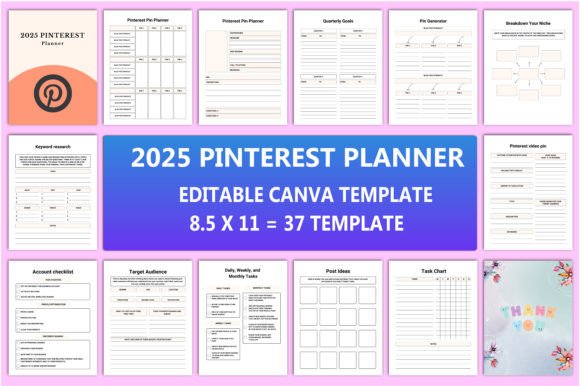 Editable 2025 Pinterest Planner Interior: A Comprehensive Tool for Creative and Business Use