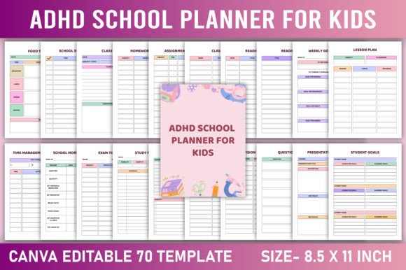 Editable ADHD School Planner for Kids