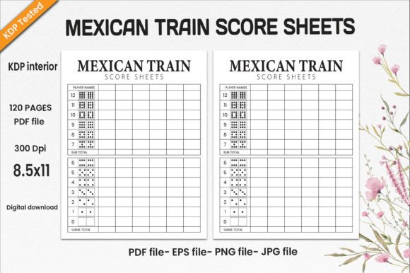 Mexican Train Score Sheets KDP for Amazon KDP Print on Demand