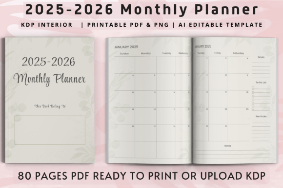 Stay Organized and Achieve More with the 2025-2026 Monthly Planner KDP Interior